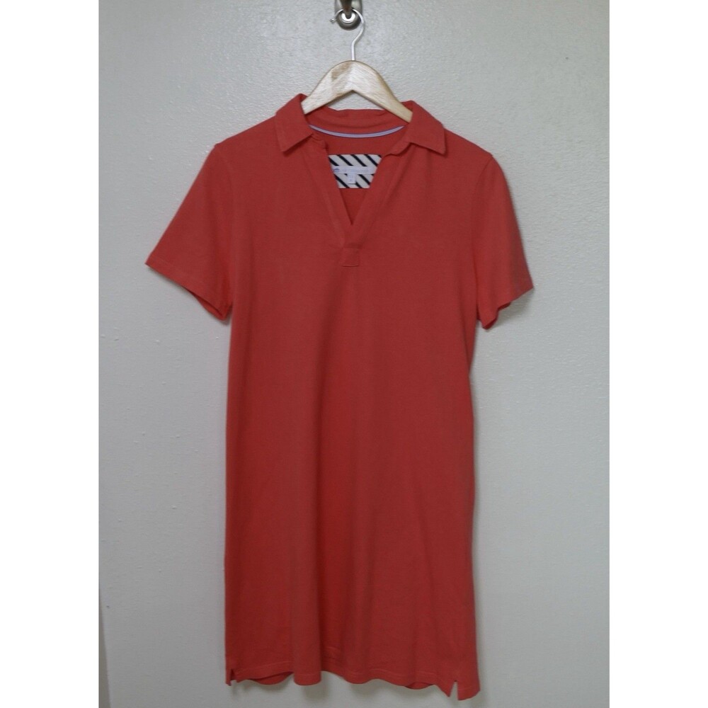 Southern Tide Polo Shirt Dress Medium 100% Cotton Coral Short Sleeve Casualdress